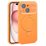 Custodia per telefono in silicone liquido con supporto magnetico per finestra grande., For iPhone 15 Plus, For iPhone 15