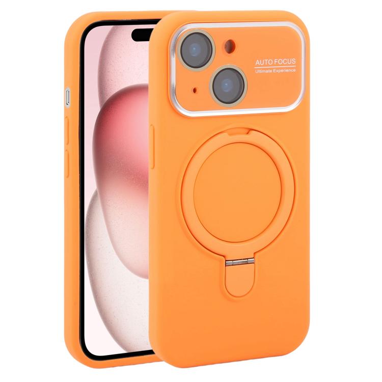 Custodia per telefono in silicone liquido con supporto magnetico per finestra grande., For iPhone 15 Plus, For iPhone 15