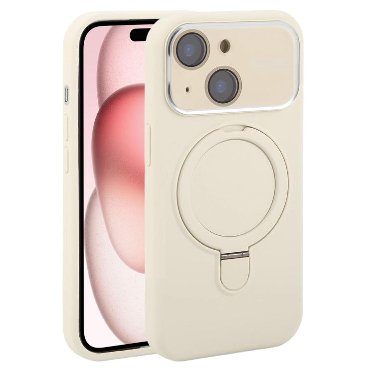 Custodia per telefono in silicone liquido con supporto magnetico per finestra grande., For iPhone 15 Plus, For iPhone 15