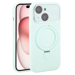 Custodia per telefono in silicone liquido con supporto magnetico per finestra grande., For iPhone 15 Plus, For iPhone 15