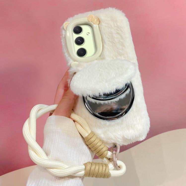 Custodia per telefono in peluche con ciondolo a forma di gatto con papillon 3D e cinturino., For Galaxy A54 5G