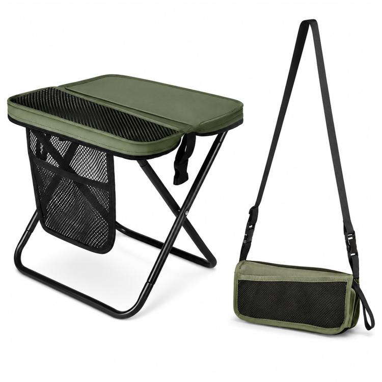 Sgabello pieghevole da campeggio per esterni, borsa a tracolla portatile