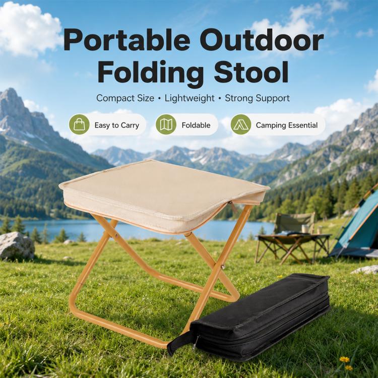 Sedia pieghevole da esterno, borsa portaoggetti portatile con cerniera, attrezzatura da campeggio, Small-Khaki, Small-Black, Small-Red, Large-Khaki, Large-Black