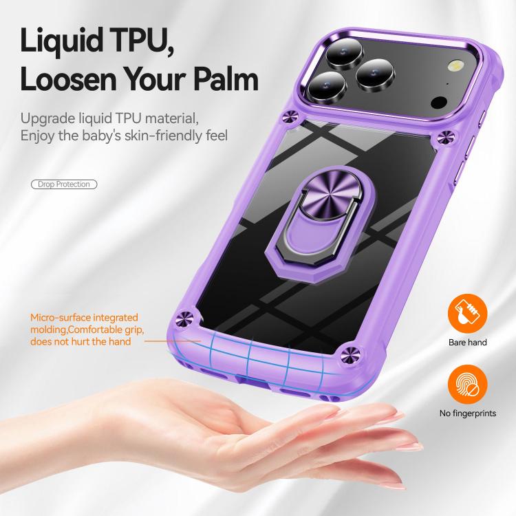 Custodia per telefono in TPU + PC con protezione per l'obiettivo e anello di supporto., For iPhone 18 Pro, For iPhone 18 Pro Max, For iPhone 17 Pro