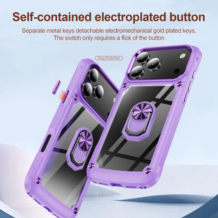 Custodia per telefono in TPU + PC con protezione per l'obiettivo e anello di supporto., For iPhone 18 Pro, For iPhone 18 Pro Max, For iPhone 17 Pro