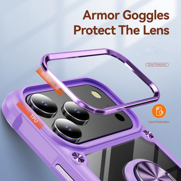 Custodia per telefono in TPU + PC con protezione per l'obiettivo e anello di supporto., For iPhone 18 Pro, For iPhone 18 Pro Max, For iPhone 17 Pro