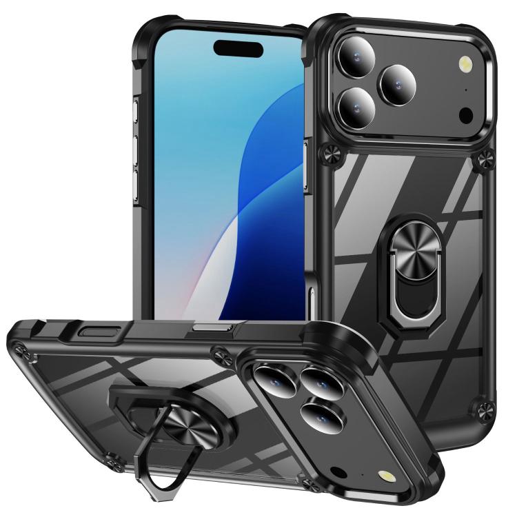 Custodia per telefono in TPU + PC con protezione per l'obiettivo e anello di supporto., For iPhone 18 Pro, For iPhone 18 Pro Max, For iPhone 17 Pro