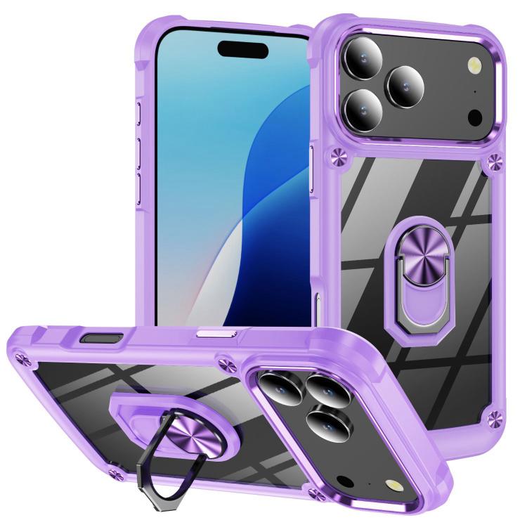 Custodia per telefono in TPU + PC con protezione per l'obiettivo e anello di supporto., For iPhone 18 Pro, For iPhone 18 Pro Max, For iPhone 17 Pro