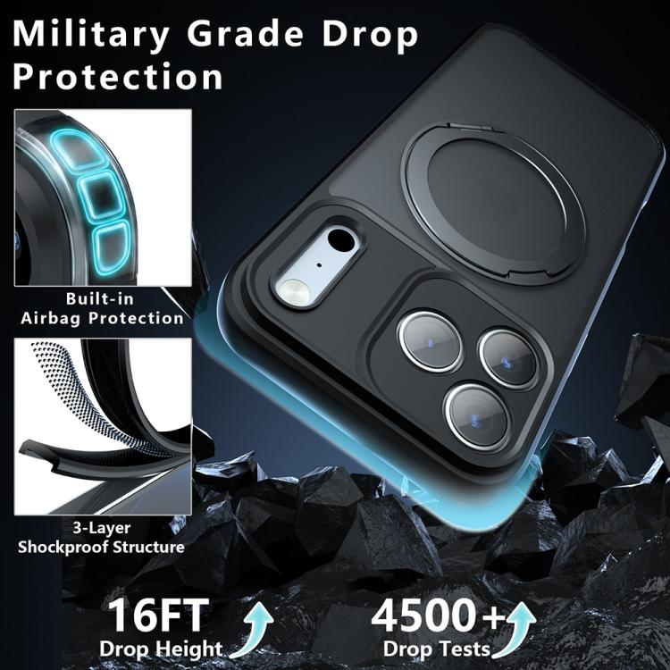 Custodia per telefono ibrida in PC e TPU con supporto magnetico Armor, For iPhone 18 Pro, For iPhone 18 Pro Max, For iPhone 17 Pro Max, For iPhone 17 Pro
