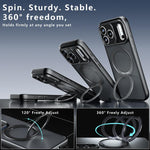 Custodia per telefono ibrida in PC e TPU con supporto magnetico Armor, For iPhone 18 Pro, For iPhone 18 Pro Max, For iPhone 17 Pro Max, For iPhone 17 Pro