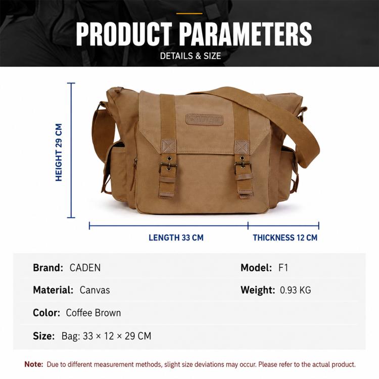 Borsa a tracolla in tela per obiettivo fotocamera DSLR CADeN, grande capacità, 33 x 29 x 12cm