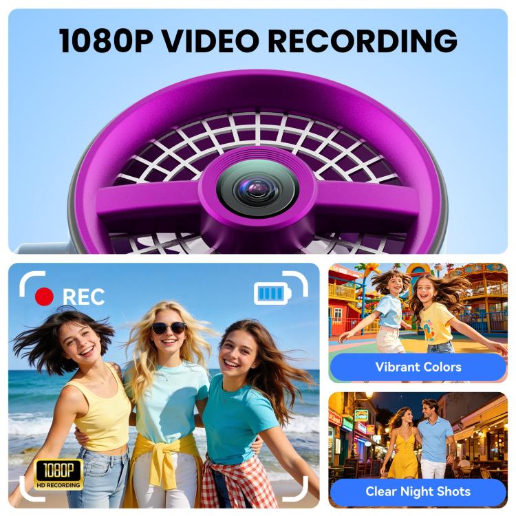 Videocamera portatile F21 con schermo IPS da 1,97 pollici, risoluzione HD 1080p e ventola, ideale per vlog.