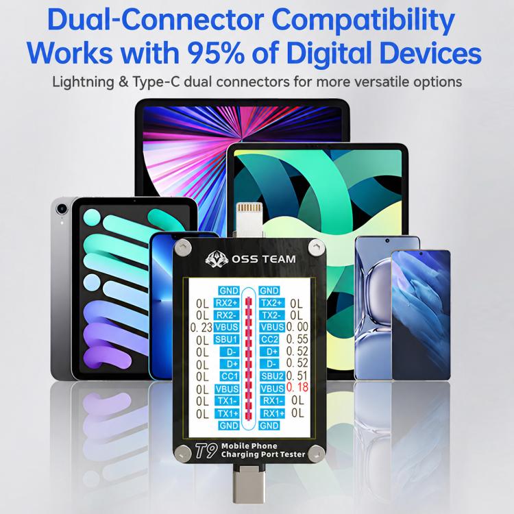 Tester per connettori Lightning e Type-C con display Smart HD OSS T9