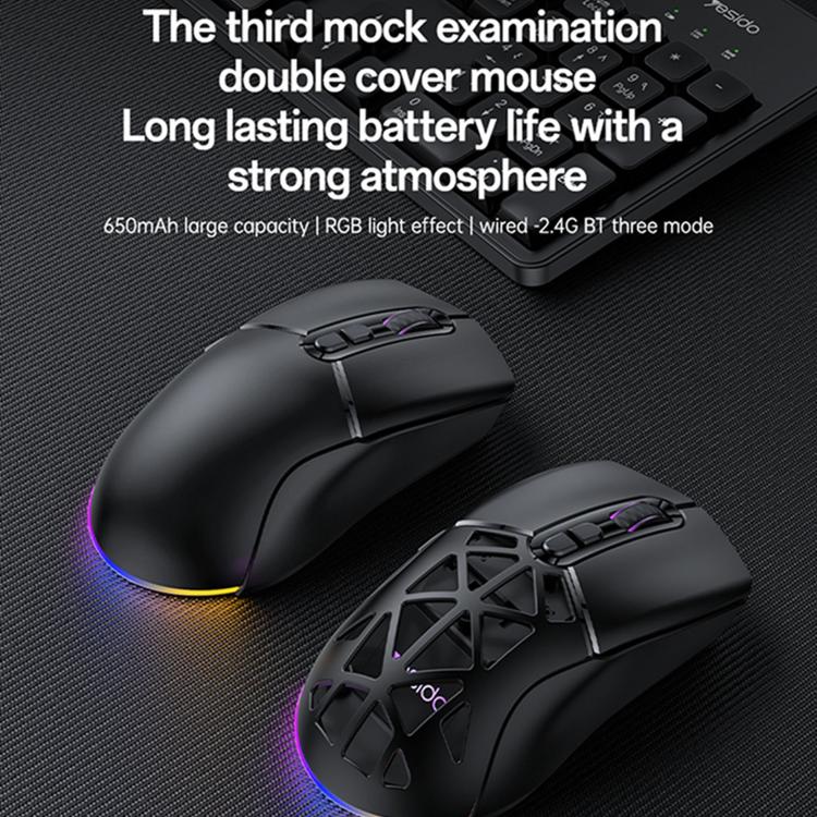 Mouse Yesido KB46 cablato, Bluetooth 2.4G, RGB, 3 modalità, ricaricabile