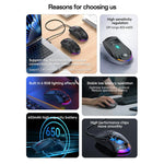 Mouse Yesido KB46 cablato, Bluetooth 2.4G, RGB, 3 modalità, ricaricabile