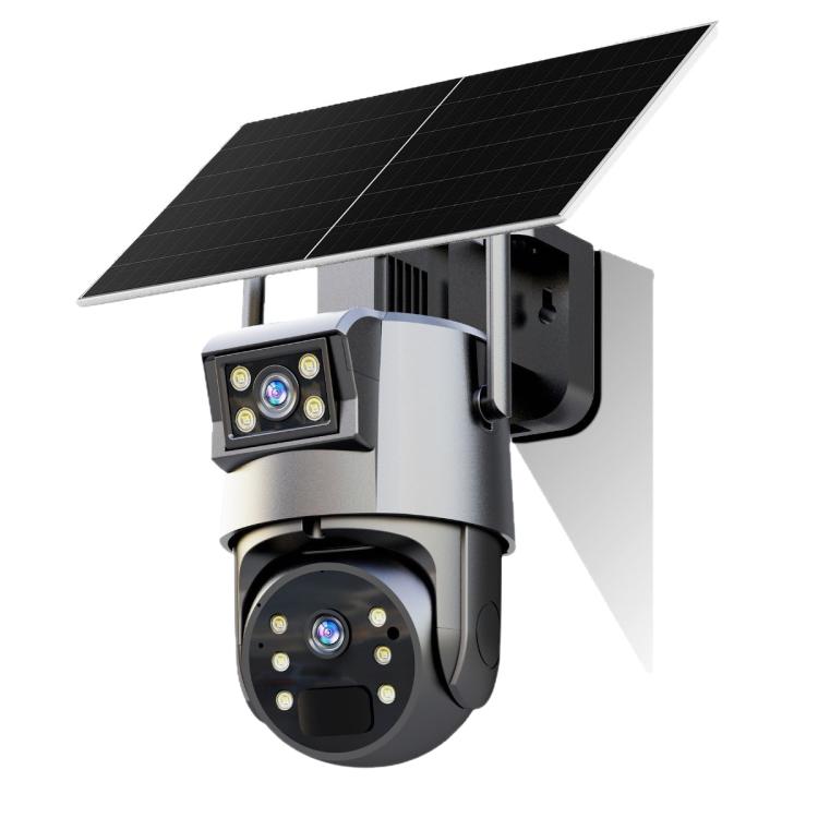 Telecamera di sorveglianza intelligente a energia solare con doppia lente HD 1080P, senza scheda di memoria, WiFi Version, 4G European Version, 4G US Version