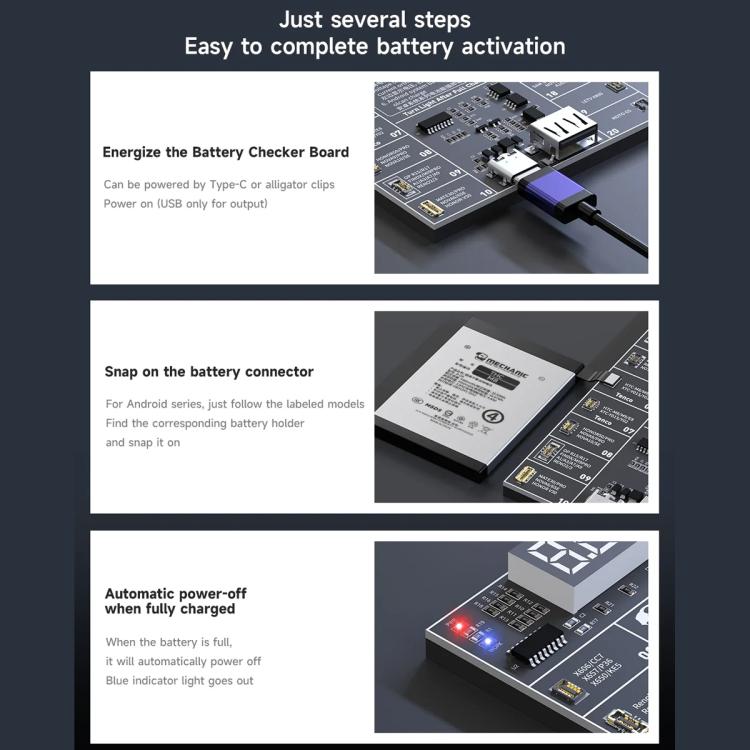 Pannello di rilevamento dell'attivazione del chip di ricarica rapida della batteria MECHANIC Pro20 per Android