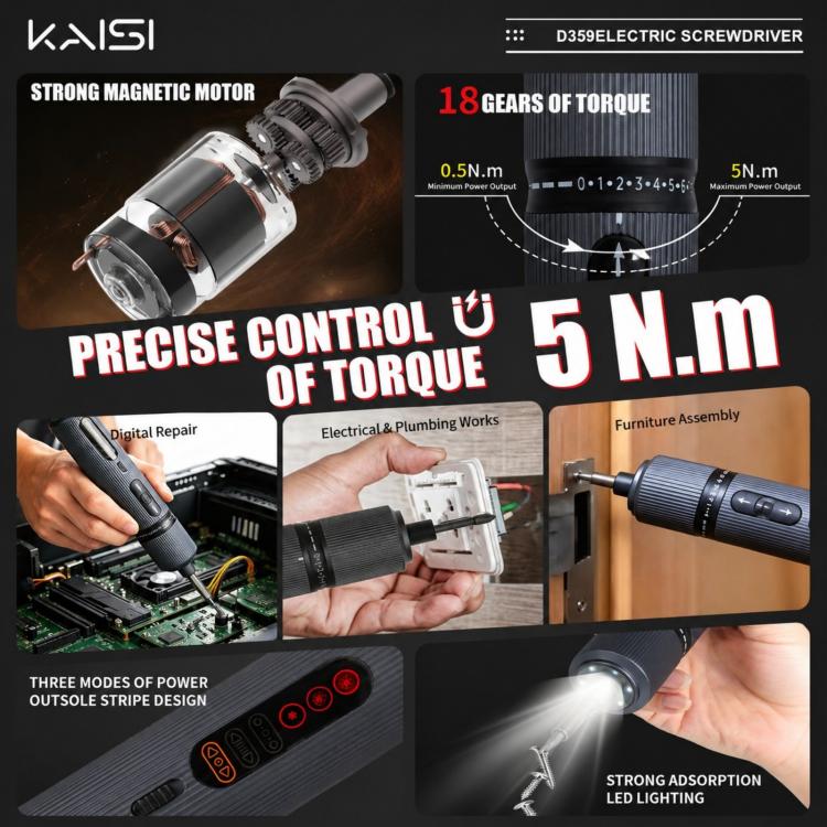 Set di avvitatori elettrici ricaricabili Kaisi D359 37 in 1