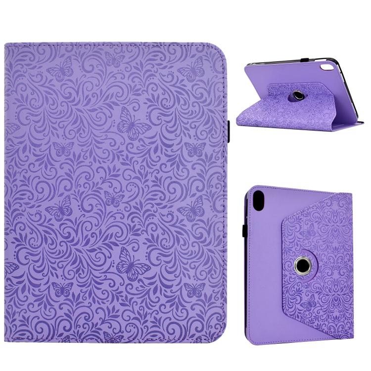 Custodia per tablet smart in ecopelle con motivo a farfalla in rilievo, girevole., For iPad 2025 / 2022, For iPad mini 2024 / mini 6, For iPad Air 2026 / 2025 / 2024, For iPad 10.2 2021 / 10.5 2019