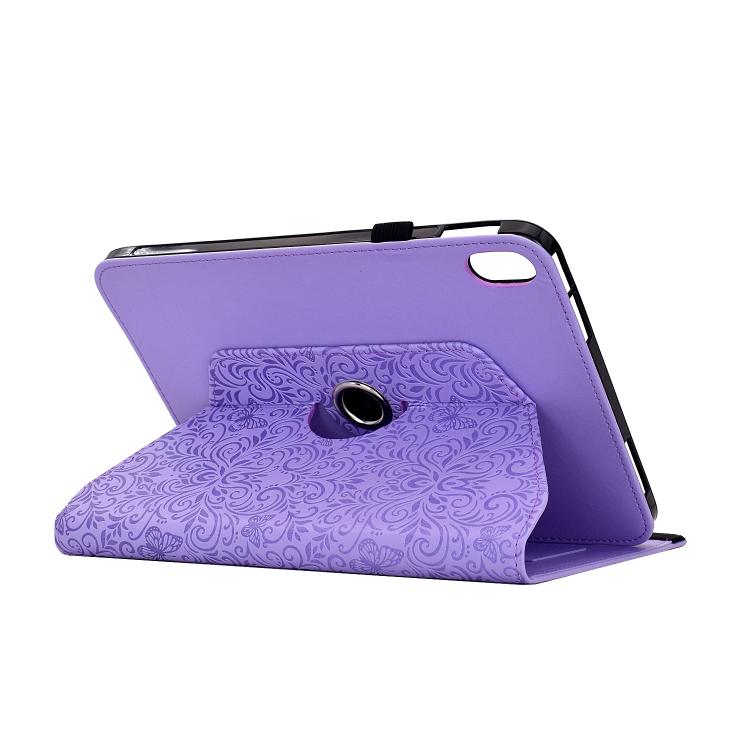 Custodia per tablet smart in ecopelle con motivo a farfalla in rilievo, girevole., For iPad 2025 / 2022, For iPad mini 2024 / mini 6, For iPad Air 2026 / 2025 / 2024, For iPad 10.2 2021 / 10.5 2019