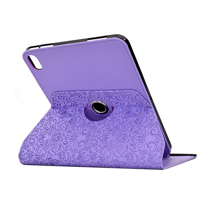Custodia per tablet smart in ecopelle con motivo a farfalla in rilievo, girevole., For iPad 2025 / 2022, For iPad mini 2024 / mini 6, For iPad Air 2026 / 2025 / 2024, For iPad 10.2 2021 / 10.5 2019