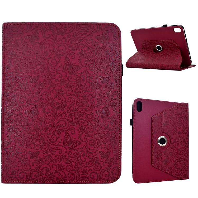 Custodia per tablet smart in ecopelle con motivo a farfalla in rilievo, girevole., For iPad 2025 / 2022, For iPad mini 2024 / mini 6, For iPad Air 2026 / 2025 / 2024, For iPad 10.2 2021 / 10.5 2019