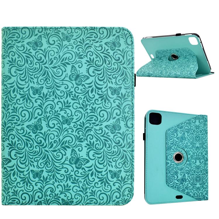 Custodia per tablet smart in ecopelle con motivo a farfalla in rilievo, girevole., For iPad 2025 / 2022, For iPad mini 2024 / mini 6, For iPad Air 2026 / 2025 / 2024, For iPad 10.2 2021 / 10.5 2019
