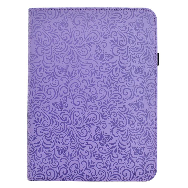 Custodia per tablet smart in ecopelle con motivo a farfalla in rilievo, girevole., For iPad 9.7 2018 / 2017