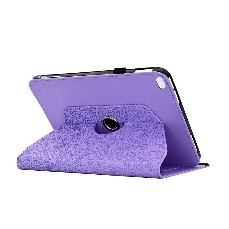 Custodia per tablet smart in ecopelle con motivo a farfalla in rilievo, girevole., For iPad 9.7 2018 / 2017