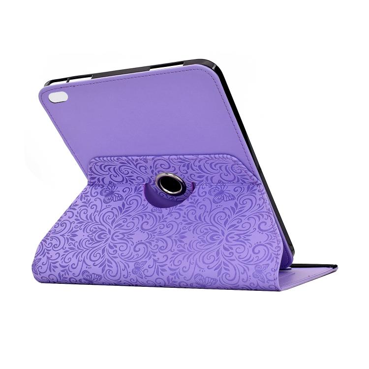 Custodia per tablet smart in ecopelle con motivo a farfalla in rilievo, girevole., For iPad 9.7 2018 / 2017