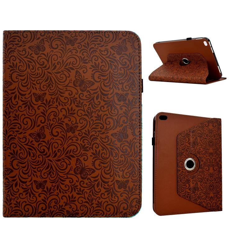 Custodia per tablet smart in ecopelle con motivo a farfalla in rilievo, girevole., For iPad 9.7 2018 / 2017