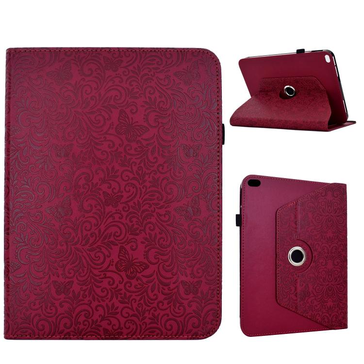 Custodia per tablet smart in ecopelle con motivo a farfalla in rilievo, girevole., For iPad 9.7 2018 / 2017