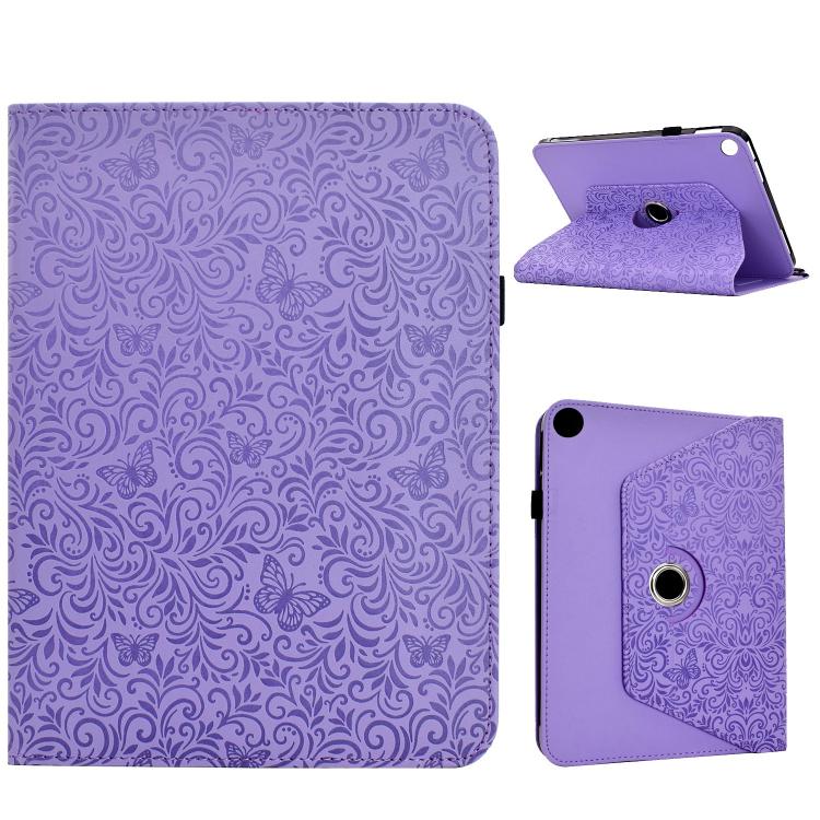 Custodia per tablet girevole in ecopelle con motivo a farfalla in rilievo, For Galaxy Tab A11 / A9, For Galaxy Tab A 10.1 2019 / T510