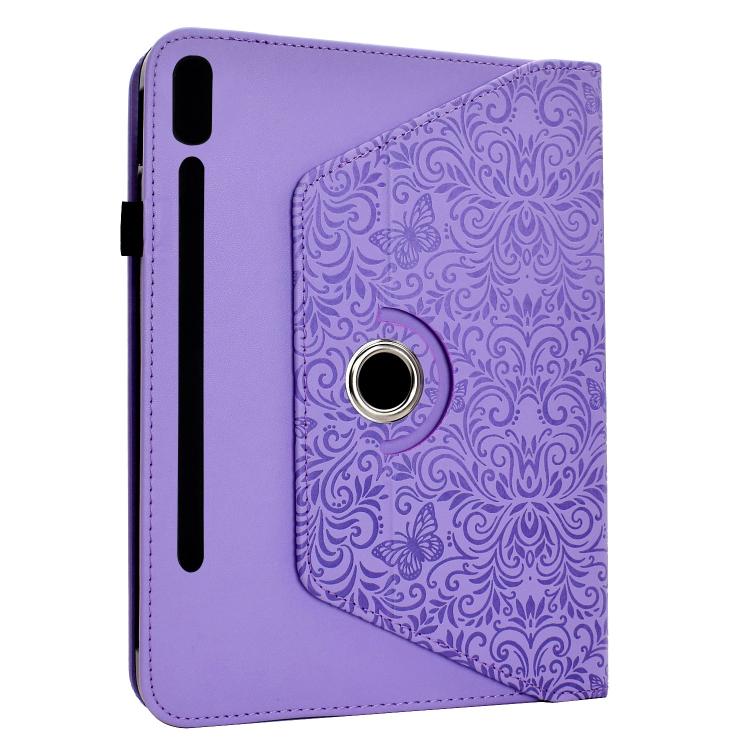 Custodia per tablet smart in ecopelle con motivo a farfalla in rilievo, girevole., For Galaxy Tab S9+ / S10+ / S9 FE+, For Galaxy Tab S9 / S9 FE / S10, For Galaxy Tab S6 Lite 2024 / 2022 / 2020, For Galaxy Tab A8 / X200