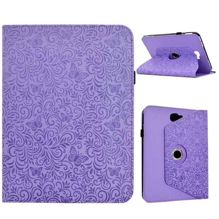 Custodia per tablet smart in ecopelle con motivo a farfalla in rilievo, girevole., For Galaxy Tab A7 2020 / T500, For Galaxy Tab S5e 10.5 / T720, For Galaxy Tab A 10.5 / T590, For Galaxy Tab A 10.1 2016 / T580