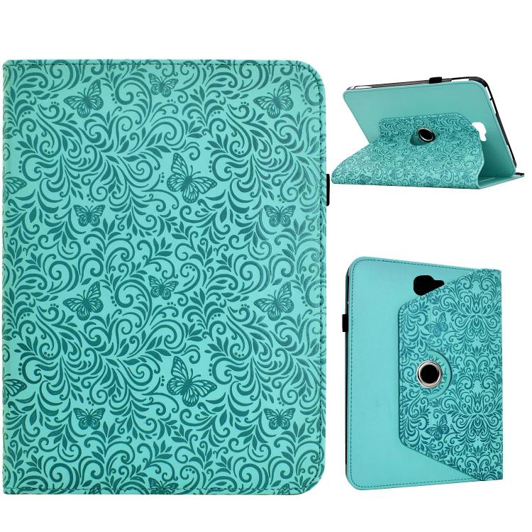 Custodia per tablet smart in ecopelle con motivo a farfalla in rilievo, girevole., For Galaxy Tab A7 2020 / T500, For Galaxy Tab S5e 10.5 / T720, For Galaxy Tab A 10.5 / T590, For Galaxy Tab A 10.1 2016 / T580