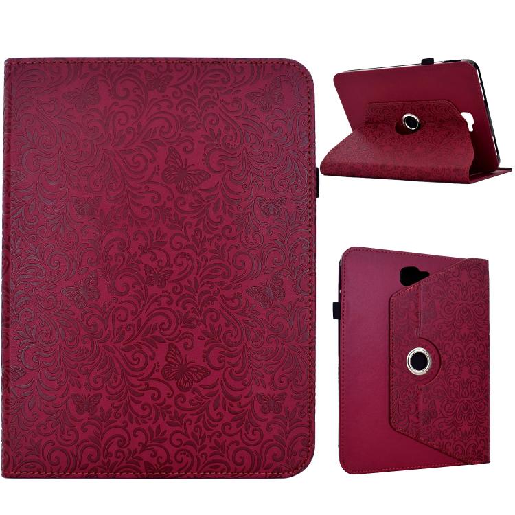 Custodia per tablet smart in ecopelle con motivo a farfalla in rilievo, girevole., For Galaxy Tab A7 2020 / T500, For Galaxy Tab S5e 10.5 / T720, For Galaxy Tab A 10.5 / T590, For Galaxy Tab A 10.1 2016 / T580