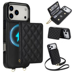 Portafoglio romboidale con custodia magnetica per telefono, tracolla e cinturino da polso, For iPhone 17e / 16e, For iPhone 17 Pro Max, For iPhone 17 Pro, For iPhone 17