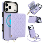 Portafoglio romboidale con custodia magnetica per telefono, tracolla e cinturino da polso, For iPhone 17e / 16e, For iPhone 17 Pro Max, For iPhone 17 Pro, For iPhone 17