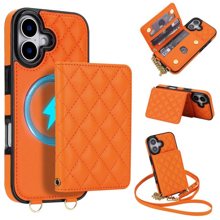 Portafoglio romboidale con custodia magnetica per telefono, tracolla e cinturino da polso, For iPhone 17e / 16e, For iPhone 17 Pro Max, For iPhone 17 Pro, For iPhone 17