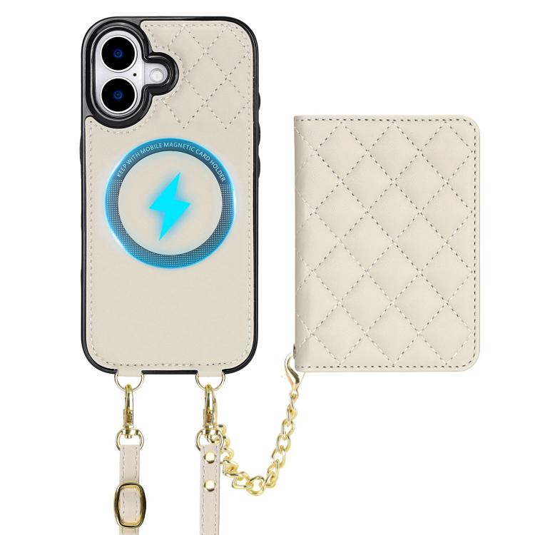 Portafoglio romboidale con custodia magnetica per telefono, tracolla e cinturino da polso, For iPhone 16, For iPhone 15 Pro Max, For iPhone 15 Pro, For iPhone 15 Plus / 14 Plus
