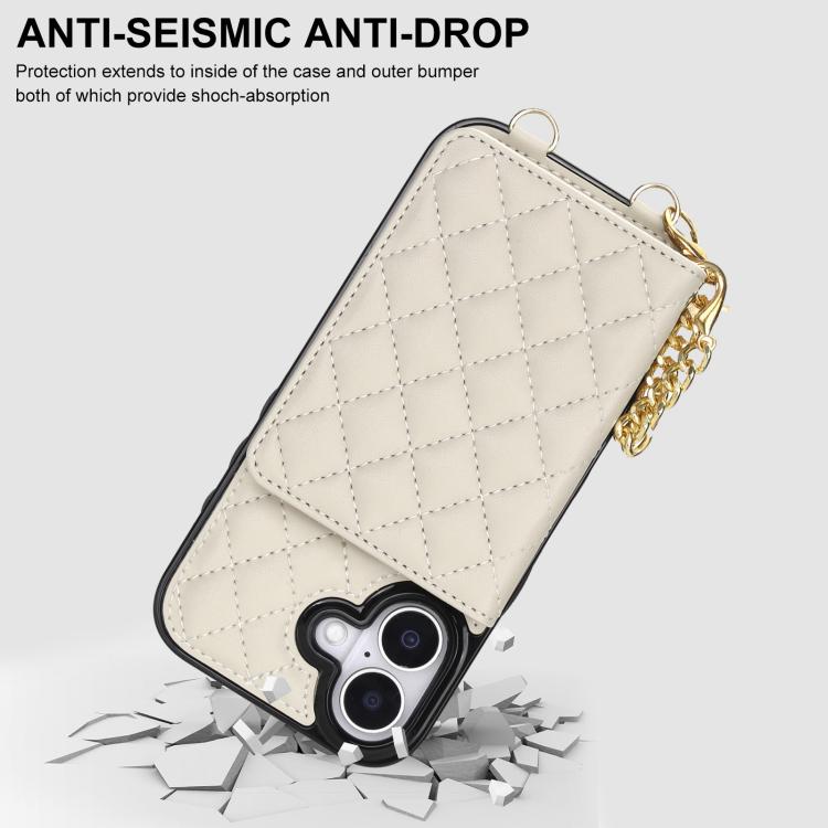 Portafoglio romboidale con custodia magnetica per telefono, tracolla e cinturino da polso, For iPhone 16, For iPhone 15 Pro Max, For iPhone 15 Pro, For iPhone 15 Plus / 14 Plus
