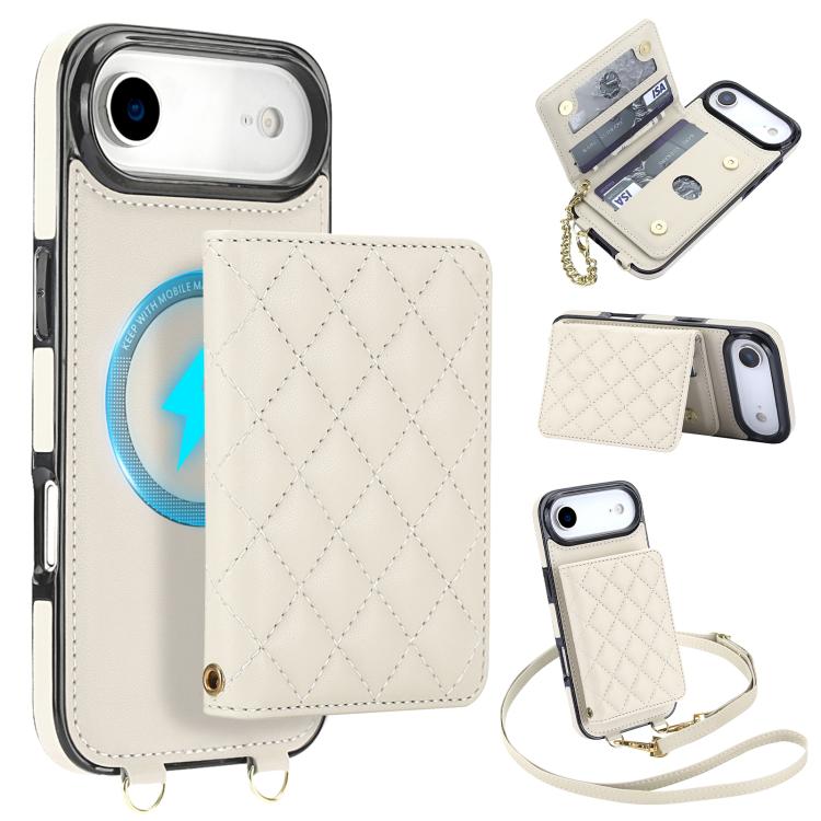 Portafoglio romboidale con custodia magnetica per telefono, tracolla e cinturino da polso, For iPhone Air, For iPhone 16 Pro Max, For iPhone 16 Pro, For iPhone 16 Plus