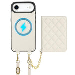 Portafoglio romboidale con custodia magnetica per telefono, tracolla e cinturino da polso, For iPhone Air, For iPhone 16 Pro Max, For iPhone 16 Pro, For iPhone 16 Plus