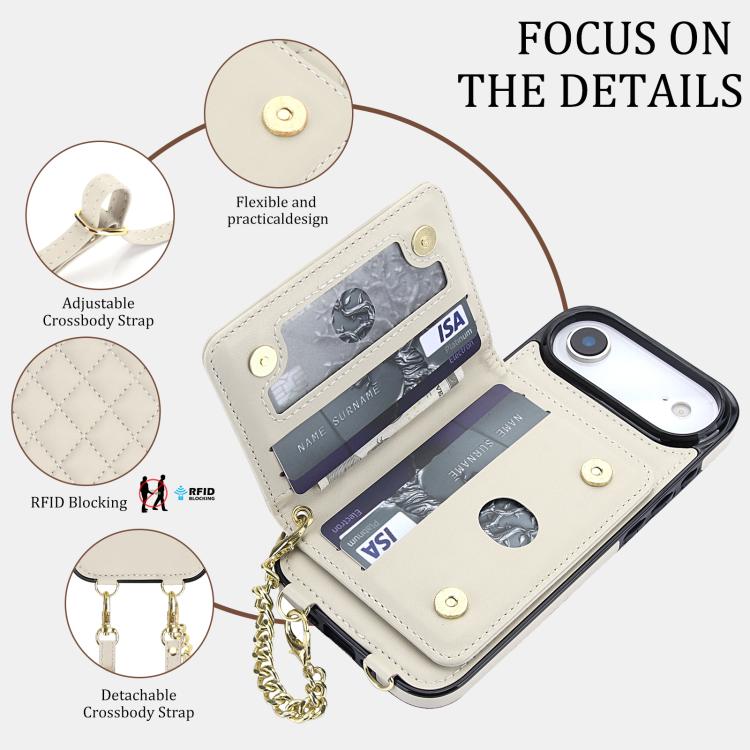 Portafoglio romboidale con custodia magnetica per telefono, tracolla e cinturino da polso, For iPhone Air, For iPhone 16 Pro Max, For iPhone 16 Pro, For iPhone 16 Plus