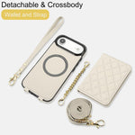 Portafoglio romboidale con custodia magnetica per telefono, tracolla e cinturino da polso, For iPhone Air, For iPhone 16 Pro Max, For iPhone 16 Pro, For iPhone 16 Plus