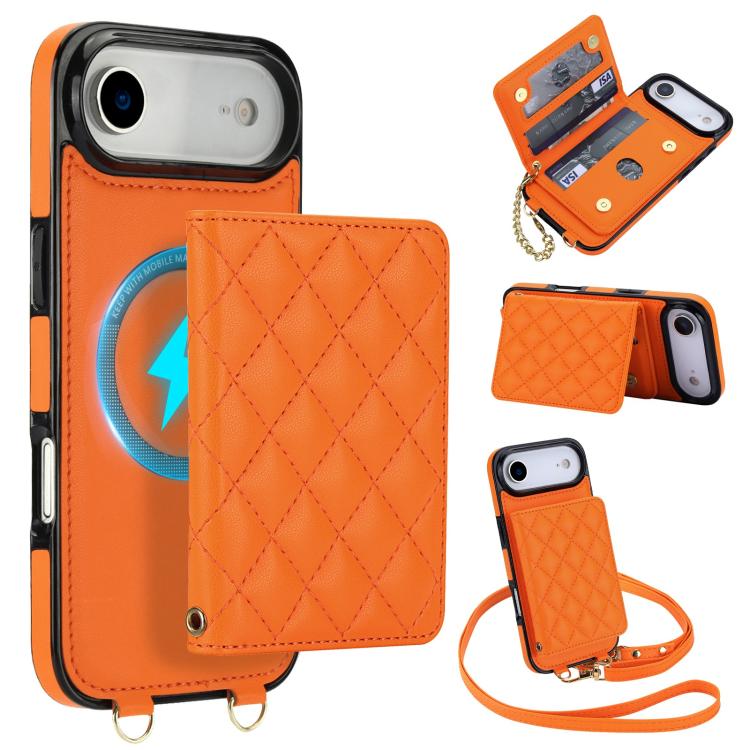 Portafoglio romboidale con custodia magnetica per telefono, tracolla e cinturino da polso, For iPhone Air, For iPhone 16 Pro Max, For iPhone 16 Pro, For iPhone 16 Plus