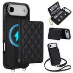 Portafoglio romboidale con custodia magnetica per telefono, tracolla e cinturino da polso, For iPhone Air, For iPhone 16 Pro Max, For iPhone 16 Pro, For iPhone 16 Plus