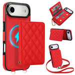 Portafoglio romboidale con custodia magnetica per telefono, tracolla e cinturino da polso, For iPhone Air, For iPhone 16 Pro Max, For iPhone 16 Pro, For iPhone 16 Plus