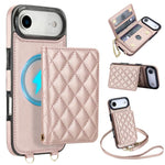 Portafoglio romboidale con custodia magnetica per telefono, tracolla e cinturino da polso, For iPhone Air, For iPhone 16 Pro Max, For iPhone 16 Pro, For iPhone 16 Plus
